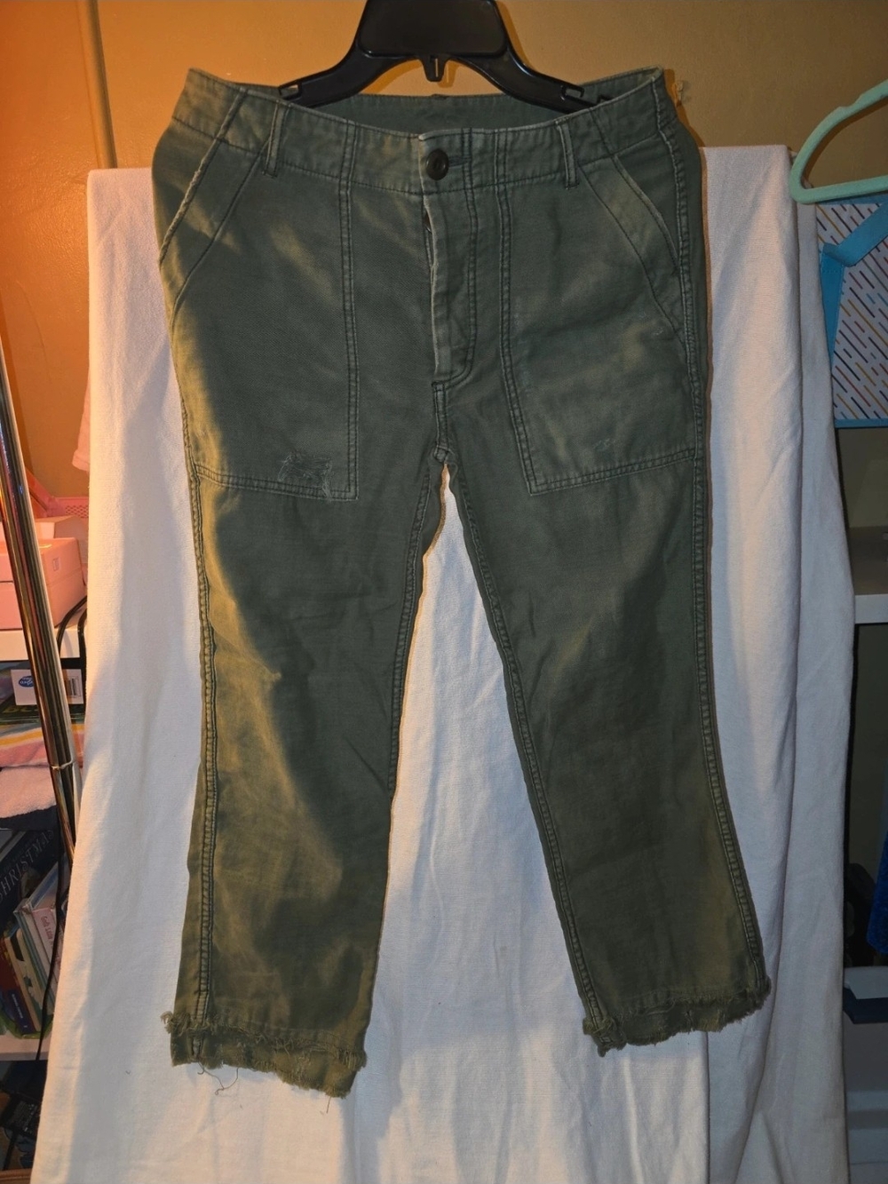 Free People Olive Cargo Crop Pants